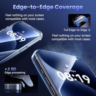 Fonowlo 3 Pack Screen Protector for iPhone17 Pro【6.3 inch】, iPhone 17pro Screen Protector with 1-Second Auto-Install,9H Hardness, Military-Grade Shatterproof, Full Coverage, HD Clear Glass film,Case Friendly - Image 7