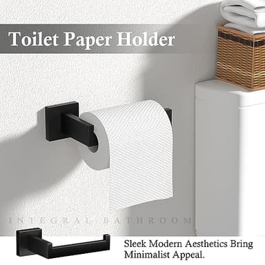 10-Pieces Matte Black Bathroom Accessories Set, 23.6 Inch Bath Towel Bar Set, SUS 304 Stainless Steel Bathroom Hardware Set, Towel Racks for Bathroom Wall Mounted. - Image 4