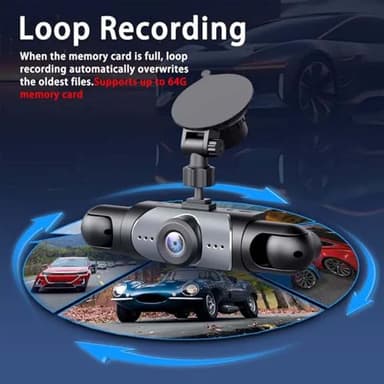 Sakerplus Full View Car Dashcam System,360° 4 Channel Dash,1080P Full HD Recording, Infrared Night Vision, 64GB SD Card, G-Sensor, Loop Recording, Plug-in Power for Taxi, Fleet,Family Vehicles (128G) - Image 5