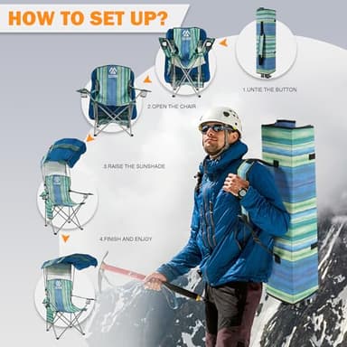 Elevon Camping Chair, Oversized Folding Chair with Canopy, Portable Outdoor Chair with Arms, Cup Holder and Carry Bag for Camping, Fishing, Beach, and Sports, Multi-Color - Image 5