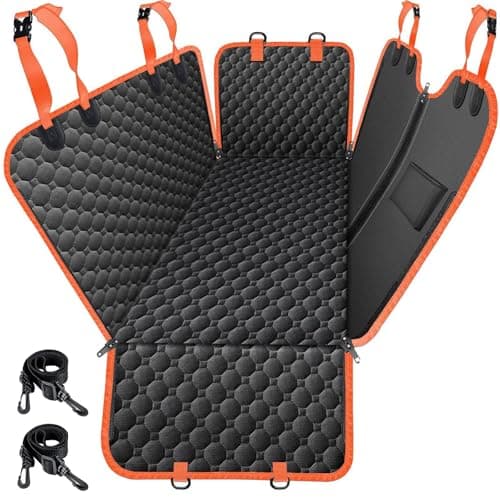 Mancro Dog Car Seat Cover for Back Seat, 2025 Upgraded 600D Heavy Duty Waterproof & Scratch-Resistant Dog Hammock for Car, Back Seat Pet Cover for Dogs with Sedan, Trucks and SUVs, Standard, Orange - Image 1