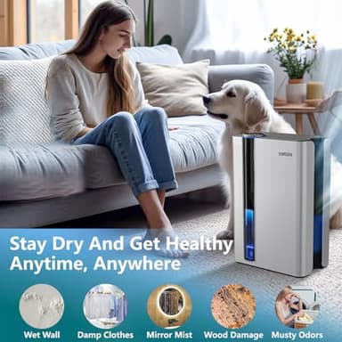 SIMSEN 95oz Dehumidifiers for Home, 800 sq ft Quiet Small Dehumidifier with Drain Hose, Dehumidifiers for Bedroom Bathroom Basements Closet RV (White) - Image 7