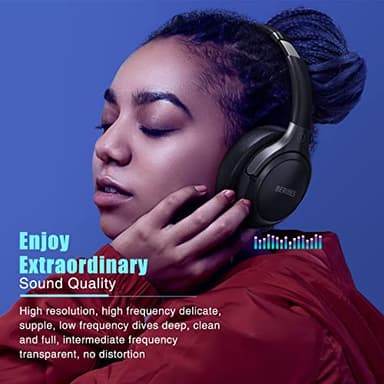 BERIBES Bluetooth Headphones Over Ear, 65H Playtime and 6 EQ Music Modes Wireless Headphones with Microphone, HiFi Stereo Foldable Lightweight Headset, Deep Bass for Home Office Cellphone PC Ect. - Image 5
