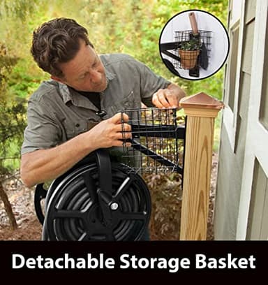 Liberty Garden 712-B Single Arm Navigator Multi-Directional Garden Hose Reel, Holds 125-Feet of, 5/8-Inch, Black - Image 5