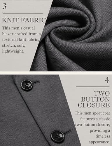 COOFANDY Mens Blazer Two Button Casual Suit Jackets Slim Fit Lightweight Knit Sport Coat, Dark Gray, M - Image 5