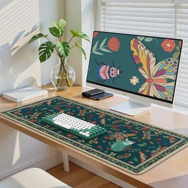 iCasso Desk Mat, Desk Matt for Desktop, Cute Desk Pad Mat, XXL Large Mouse Pad for Desk, Anti-Slip Big Mousepad with Stitched Edges, Keyboard Pad Mouse Mat for Computer(Green) - Image 6
