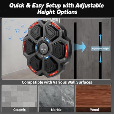 Music Boxing Machine, Music Punching Machine for Adults Kids, Interactive Boxing Target Wall Mounted with Gloves, Gift for Family Friends Large Size - Image 5