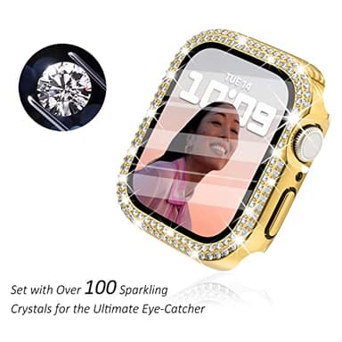 Surace 40mm Case with Screen Protector, Bling Diamond Overall Protective Case Compatible with Apple Watch Series 6/5/4 SE, 40mm, Gold - Image 2
