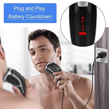 Men's Electric Shaver - MAX-T Corded and Cordless Rechargeable 3D Rotary Shaver Razor for Men with Pop-up Sideburn Trimmer Wet and Dry, IPX7 Waterproof, Plug & Play - Image 7