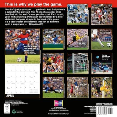 Soccer 2025 Wall Calendar, 16-Months Sports Calendar, 12" x 12" - Image 2
