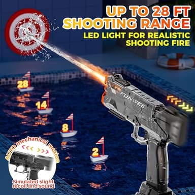 Funwee 2025 New Upgrade 2 Pack Electric Water Guns for Adult Kid, Light Up Strongest Full Auto Watergun High Capacity 500+ Water Blaster, Long Range Powerful Water Squirt Gun, Outdoor Pool Water Toy - Image 2