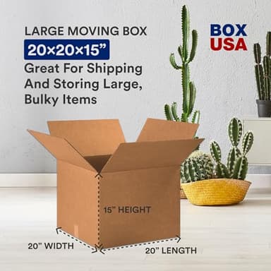 BOX USA Moving Boxes Large 20"L x 20"W x 15"H 12-Pack - Corrugated Cardboard Box for Shipping, Mailing, Packing, Packaging and Storage - Image 2