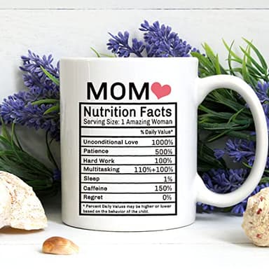 WENSSY Gifts for Mom, Mom Nutrition Facts Mug, Mom Nutrition Facts Gifts, Birthday Mothers Day Gifts for Mom from Daughter Son 11 Ounce with Gift Box - Image 4