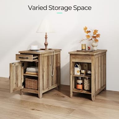 LINSY HOME Farmhouse End Table with Charging Station, Narrow Side Table for Living Room, Sofa Side Table with Drawer and Storage Cabinet, Small Nightstand for Home Office - Image 8