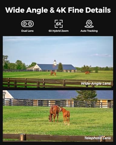 REOLINK 4K Dual Lens Cellular Security Camera, 4G LTE Auto Tracking, No WiFi Solar Powered, SIM Card Included, 6X Hybrid Zoom, 8MP Color Night Vision, Motion Alert, TrackMix LTE + SP, Updated Version - Image 2