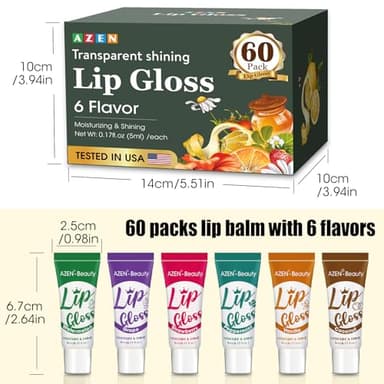 AZEN 60 Pack Lip Gloss Set, Clear Lip Gloss Bulk, Lip Oil for Dry Cracked Lips Moisturizing Hydrating Nourishing with Vitamin E - Image 7