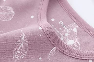 Owlivia Kids Pjs Set, Boys Girls Summer Short-Sleeve Sleepwear, 100% organic cotton Toddler Pajamas(3 Years, Mauve Feather) - Image 4
