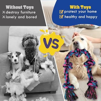 Heavy Duty Dog Rope Toys for Aggressive Chewers - 2 Pack Indestructible Tug of War Toys for Medium to Large Breeds, 100% Cotton for Boredom and Teeth Cleaning - Image 4