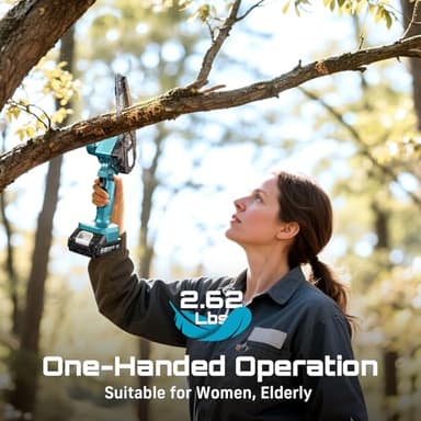 Seesii Mini Chainsaw, 6-inch Mini Chainsaw Cordless, Handheld Electric Power Chain Saw with 2 Batteries, for Tree Trimming Wood Cutting, Best Gifts for Father, Dad, Husband, Men - Image 2
