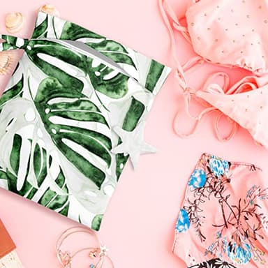 zcyxuuw Wet Bag, Wet Dry Bag, Wet Bag for Swimsuit, Travel, Beach, Pool, Diapers, Dirty Yoga Gym Clothes, Makeup Bag, Waterproof Tropical Palm Leaves Decor Jungle Palm Leaf Favors - Image 5