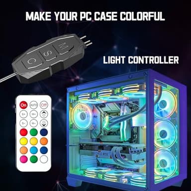 ARGB Controller Kit, GSCOLER RGB PC Fan Controller with 21 Key Remote Control, Multiple Lighting Modes Control for Computer Case Fan, Air Cooler, Liquid Cooler, LED Light Bar (SATA Power) - Image 6