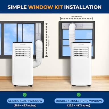 SereneLife 8000 BTU Portable Air Conditioner, 3-in-1 Compact Standing Air Conditioner for Room Up to 350 Sq. Ft., Floor AC Unit with LCD Remote Control, Auto Mode, Low Noise with Wrapped Compressor - Image 4