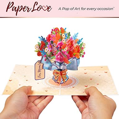 Paper Love 3D Flower Bouquet Pop Up Mothers Day Card, For Mom, Wife - 5" x 7" Cover - Includes Envelope and Note Tag - Image 4