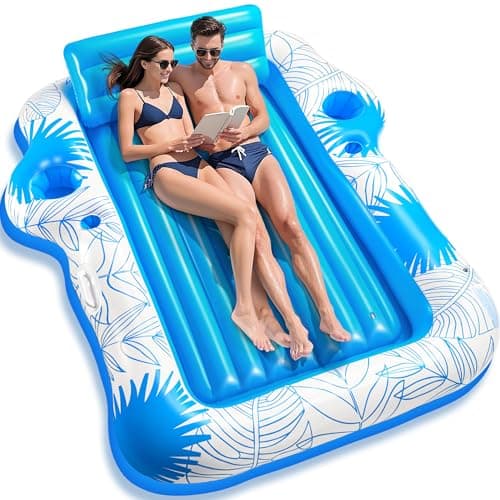 Inflatable Adult Tanning Pool Lounger Float -85" x 71" JIANYHW XX-Large Sunbathing Water Lounge Floaties, Suntan Tub Pool Floaty Raft Ice Bath Tub Tanning Bed, Blow Up Lake Pool Raft Floating Pad - Image 1