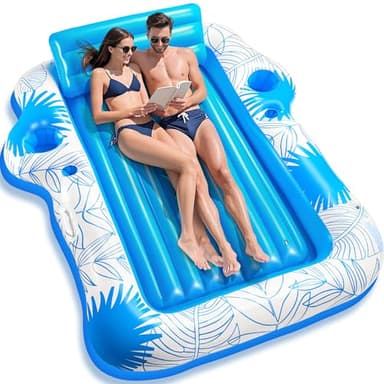 Inflatable Adult Tanning Pool Lounger Float -85" x 71" JIANYHW XX-Large Sunbathing Water Lounge Floaties, Suntan Tub Pool Floaty Raft Ice Bath Tub Tanning Bed, Blow Up Lake Pool Raft Floating Pad - Image 1
