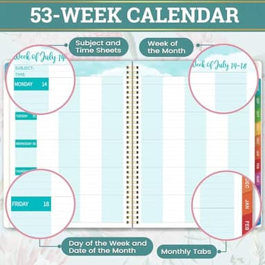 Teacher Planner 2025-2026 - Teacher Lesson Planner 2025-2026 with Colorful Tabs, July 2025 - June 2026, 25-26 Teacher Planners Weekly and Monthly, 8.3" x 11", Academic Year Lesson Plan Book, Twin-Wire Binding - Floral - Image 4