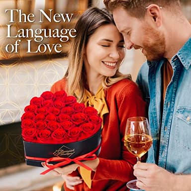 GLAMOUR BOUTIQUE 27 Flower Forever Heart Shape Box - Preserved Roses Gift for Her, Preserved Flowers, Red - Image 3
