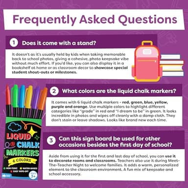 First Day of School Sign Board with Liquid Chalk Markers - 14”x11” Double-Sided & Reusable - My First and Last Day - Back to School Supplies Board for Kindergarten, Preschool - Image 9