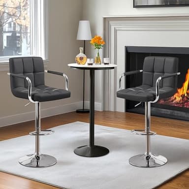 Yaheetech Bar Stools Set of 2, Adjustable PU Leather Swivel Barstools, Modern Counter Stools with Back and Footrest, Counter Height Barstools for Bar, Kitchen, Dining Room, Grey - Image 4