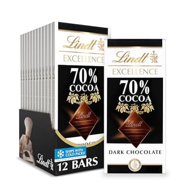 Lindt EXCELLENCE 70% Cocoa Dark Chocolate Bar, Dark Chocolate Candy, 3.5 oz. (12 Pack) - Image 1