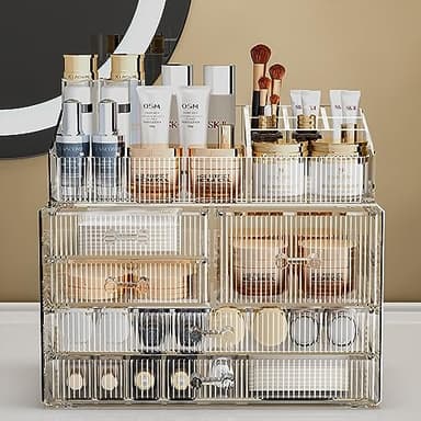 ZHIAI Stackable Storage Drawers, Acrylic Bathroom Counter Organizer Clear Makeup Organizers for Vanity, Kitchen Cabinets, Bathroom, Undersink, Home Organization and Storage (2Top 3 Drawers,) - Image 3