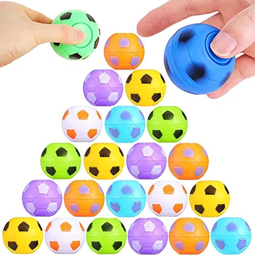 32 PCS Mini Fidget Spinners Soccer Ball Toys for Kids, Soccer Party Favors Goodie Bag Stuffers, Rotatable Soccer Finger Stress Balls for Classroom Prizes - Image 1