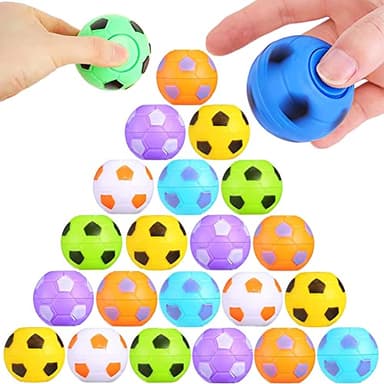 32 PCS Mini Fidget Spinners Soccer Ball Toys for Kids, Soccer Party Favors Goodie Bag Stuffers, Rotatable Soccer Finger Stress Balls for Classroom Prizes - Image 1