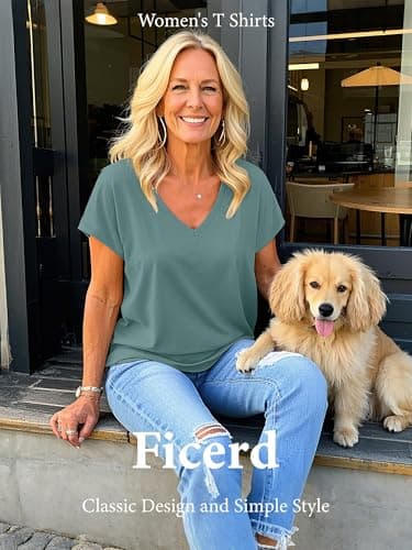 Ficerd 3 Pack Women's Dolman Sleeve Tops V Neck Summer Trendy T Shirts Dressy Casual Loose Fit Basic Tees(Medium,Black, Gray Green, Wine Red) - Image 6