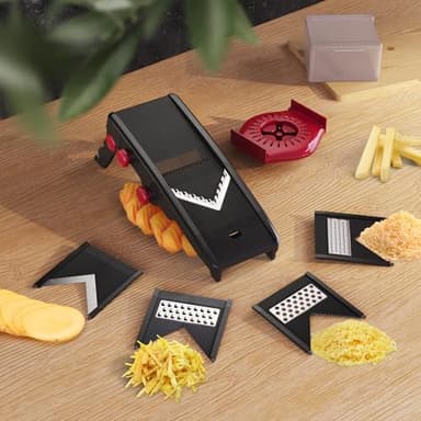 Mueller Austria Mandoline Slicer for Kitchen, Adjustable Vegetable Chopper, Fruit, Cheese Grater, Potato Chips Slicer - Black - Image 9