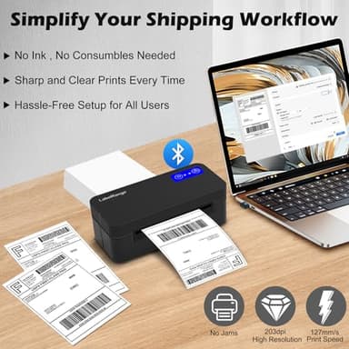 Bluetooth Thermal Label Printer for Mac, Windows, Phone, Tablet, Wireless 4x6 Shipping Label Printer for Shipping Packages, Support USPS, Ebay, Amazon, Pirate Ship - Image 3