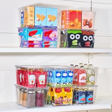 theaoo Clear Storage Bins with Lids Stackable - Large Plastic Containers for Pantry Organization and Storage - Perfect for kitchen,Fridge,Laundry Room,Bathroom,Garage,Closet,Cabinet Organizer - 8 Pack - Image 6