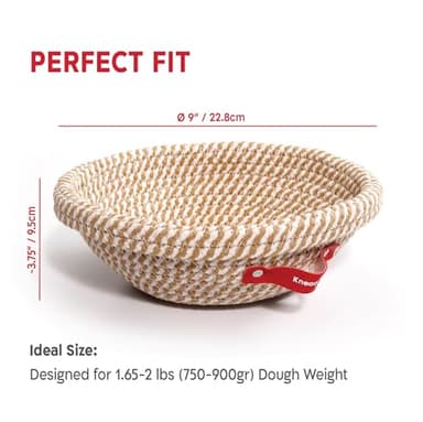 KneadAce Cotton Rope Banneton Bread Proofing Basket Set, 2 x Round Bread Basket with Liners & Covers for Artisan Bread Baking, Sourdough Bread Baking Supplies - Image 8
