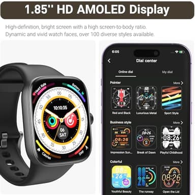 TOZO AMOLED S7 Smart Watch Bluetooth Call 1.85 Inch Ultra HD Screen, Dynamic Dials Messages Push 100+ Sports Modes, Detect Human Health Sleep Monitor with High Battery Life, Touch Function - Image 6