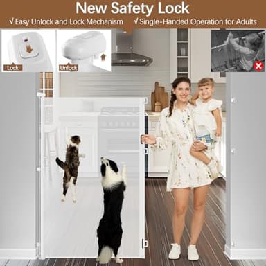 55 Inch Extra Tall Pet Gate Tall Retractable Baby Gate - No Jumping, Extends to 55" Wide Retractable Gate Outdoor Retractable Dog Gate Indoor Extra Tall Baby Gate Tall Pet Gates for Doorways, White - Image 5