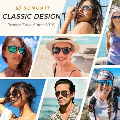 SUNGAIT Premium Vintage Round Sunglasses for Women Men Classic Retro Trendy Style (Black Frame(Matte Finish)/Polarized Grey Lens) 1567 PGHKH - Image 2