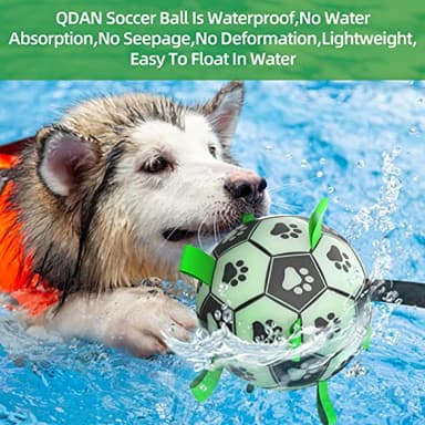 QDAN Dog Ball, Glow in The Dark Dog Toys, Light Up Soccer Ball for Dogs, Outdoor Dog Toys, Doggy Water Toy, Puppy Birthday Gifts for Medium Large (8 Inch) - Image 5