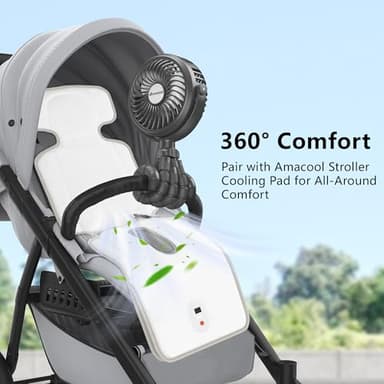 AMACOOL Battery Operated Stroller Fan Flexible Tripod Clip On Fan with 3 Speeds and Rotatable Handheld Personal Fans for Car Seat Crib Bike Treadmill (Black) - Image 7