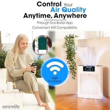 SereneLife HEPA Air Purifier for Home – Smart WiFi & App Control, Ultra-Quiet Air Purifier for Bedrooms & Large Rooms, Removes Dust, Pet Hair & Odors, Ideal for Pets & Allergies (1,800 Sq Ft, White) - Image 5