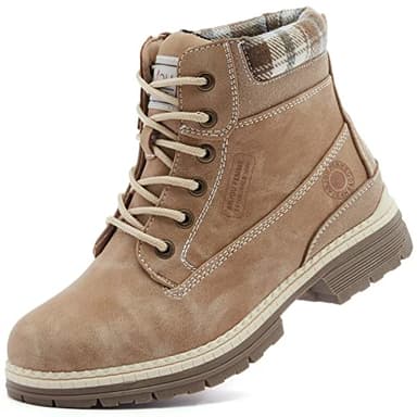 ANJOUFEMME Work Hiking Boots for Women Waterproof - Womens Outdoor Ankle Boots Lightweight Snow Winter Boots for Trekking Walking FNW19-LIGHTBROWN-G-8.5 - Image 1