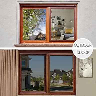 HIDBEA One Way Privacy Window Film, Daytime Mirror Reflective Heat Control UV Sun Blocking Non-Adhesive Static Cling Window Tint for Home and Office(Black-Silver, 17.5 Inch x 6.5 Feet) - Image 7